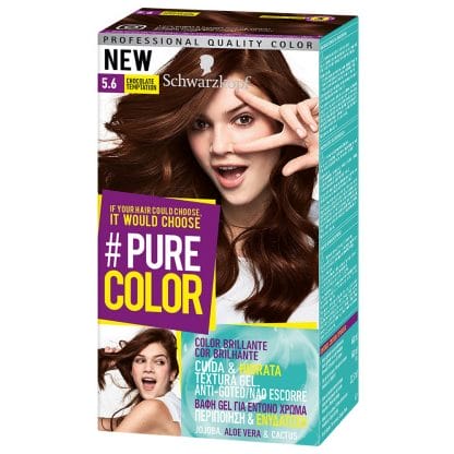 Schwarzkopf Pure Color Επαγγελματική Μόνιμη Βαφή Gel Μαλλιών, Έντονο Χρώμα που Διαρκεί, Πλούσια Περιποίηση & Ενυδάτωση - 5.6 Chocolate Temptation
