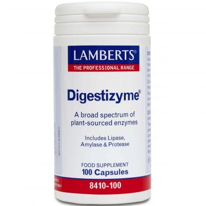 Lamberts Digestizyme Συμπλήρωμα Διατροφής με Υψηλής Ισχύος Σύμπλεγμα Πεπτικών Ενζύμων Φυτικής Προελεύσεως 100tabs
