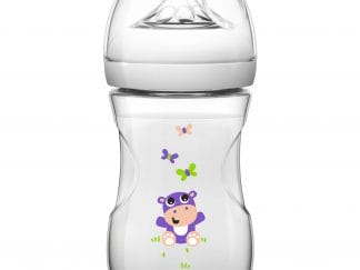 Avent Natural Μπιμπερό Πολυπροπυλένιου με Θηλή Σιλικόνης Αργής Ροής Λευκό - Ιπποπόταμος 1m+, 260ml SCF070/22