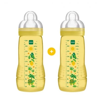 Mam Promo Pack Easy Active™ Baby Bottle Fairy Tale 4+ Μηνών Κωδ 365S Μπιμπερό Πολυπροπυλενίου με Θηλή Σιλικόνης 2x330ml - κίτρινο
