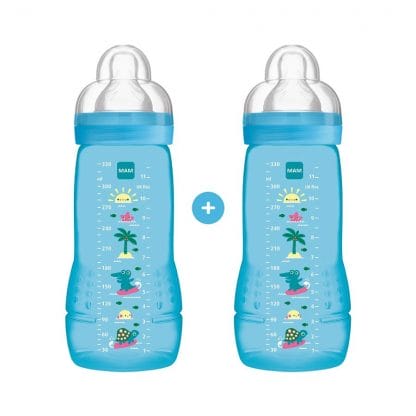 Mam Promo Pack Easy Active™ Baby Bottle Fairy Tale 4+ Μηνών Κωδ 365S Μπιμπερό Πολυπροπυλενίου με Θηλή Σιλικόνης 2x330ml - μπλέ