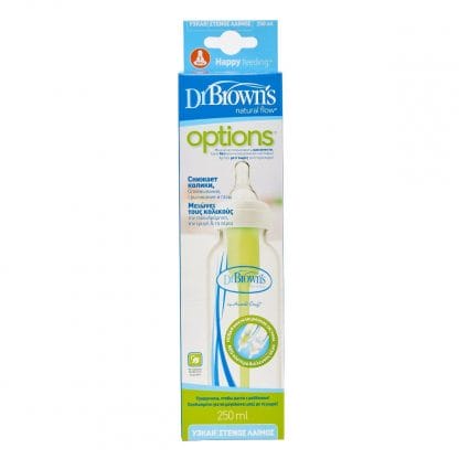 Dr. Brown's Natural Flow Options Μπιμπερό Πλαστικό με Στενό Λαιμό, Θηλή Σιλικόνης SB81005 Κατάλληλο από την Γέννηση 250ml