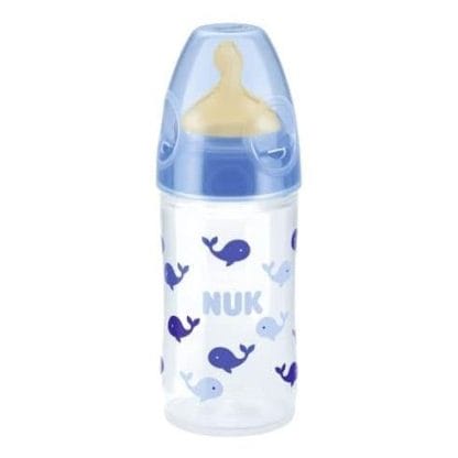 NUK New Classic Μπιμπερό Πολυπροπυλένιο Στενό Σχήμα με Θηλή Καουτσουκ 150ml - μπλέ