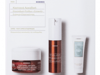 Korres Set Καστανιά Αρκαδική με Κρέμα Ημέρας για Ξηρές / Πολύ Ξερές Επιδερμίδες 40ml & Κρέμα Ματιών 15ml & Τσάι του Ολύμπου Αφρώδης Κρέμα Καθαρισμού 16ml