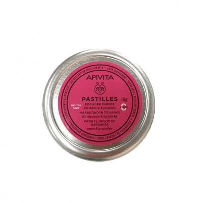 APIVITA PASTILLES Παστίλιες για τον πονεμένο λαιμό με Βατόμουρο & Πρόπολη 45gr