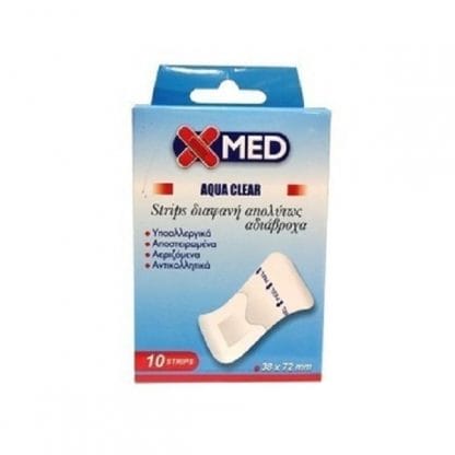 MEDISEI X-MED Aqua Clear Strips διαφανή απολύτως αδιάβροχα 10strips
