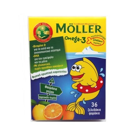 MOLLER'S Omega-3 Ζελεδάκια πορτοκαλι-λεμονι 36Τμχ