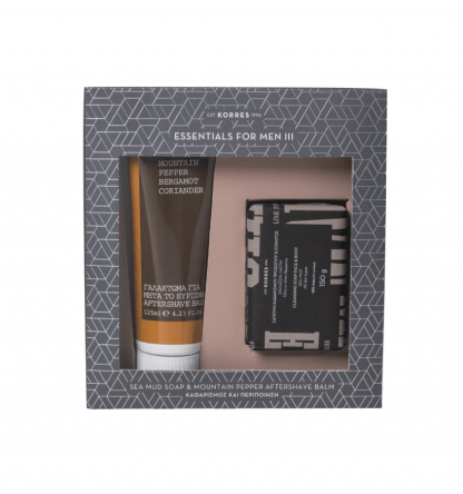 KORRES PROMO Aftershave Balm Mountain Pepper, Bergamot, Coriander 125ml & Σαπούνι Καθαρισμού Προσώπου Σώματος Θαλάσσια Λάσπη 150gr
