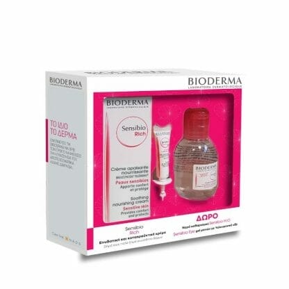 Bioderma Promo Pack Sensibio Rich Cream Ενυδατική & Καταπραϋντική Κρέμα για το Ξηρό & Ευαίσθητο Δέρμα, 40 ml & ΔΩΡΟ Sensibio H2O Νερό Καθαρισμού 100ml & Sensibio Eye Gel Ματιών με Υαλουρονικό Οξύ 2ml