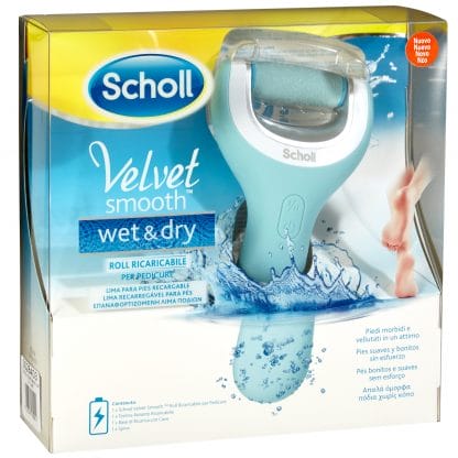 Scholl Velvet Smooth Wet & Dry Επαναφορτιζόμενη Αδιάβροχη Ηλεκτρική Λίμα Ποδιών 1 Τεμάχιο