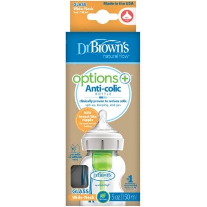 Dr. Brown's Natural Flow Options+ Γυάλινο Μπιμπερό Με Φαρδύ Λαιμό 150ml
