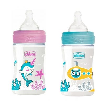 Chicco Well Being Πλαστικό Μπιμπερό με Θηλή Σιλικόνης 0m+ 150ml - ροζ