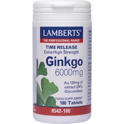 Lamberts Ginkgo Biloba Extract Συμπλήρωμα Διατροφής για τη Διατήρηση της Περιφερικής Κυκλοφορίας του Αίματος στα Άκρα 6000mg - 180 tabs