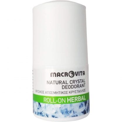 Macrovita Natural Crystal Deodorant Φυσικός Αποσμητικός Κρύσταλλος Roll-On Άρωμα Herbal 50ml