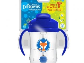 Dr Brown's Baby's First Straw Cup Κύπελλο με Εύπλαστο Καλαμάκι Μπλε TC91012 από 6 Μηνών 270ml