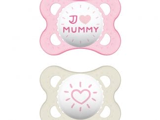 Mam I Love Mummy & Daddy Ορθοδοντική Πιπίλα Σιλικόνης Κωδ 115S από 2 Έως 6 Μηνών 2 Τεμάχια - Ροζ - Λευκό 2