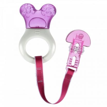 Mam Mini Cooler & Clip Κωδ 555 Mini Πολυκρίκος Οδοντοφυΐας με Νερό & Κορδέλα Στήριξης, από 2+ Μηνών 1 Τεμάχιο - ροζ