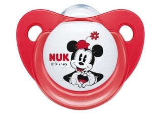 Nuk Trendline Disney Mickey Mouse Πιπίλα Σιλικόνης με Κρίκο 1 Τεμάχιο - 0-6 Μηνών Κόκκινη