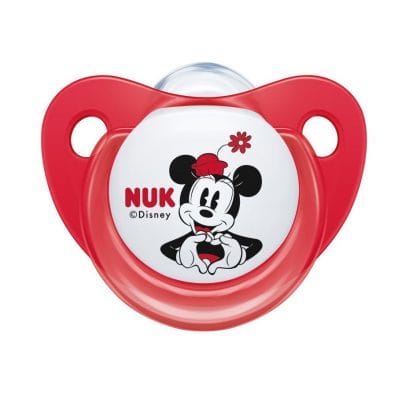 Nuk Trendline Disney Mickey Mouse Πιπίλα Σιλικόνης με Κρίκο 1 Τεμάχιο - 0-6 Μηνών Κόκκινη