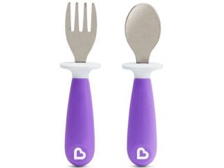 Munchkin Raise Toddler Fork & Spoon Set Εκπαιδευτικό Σετ Κουτάλι & Πιρούνι 2 Τεμάχια - μωβ