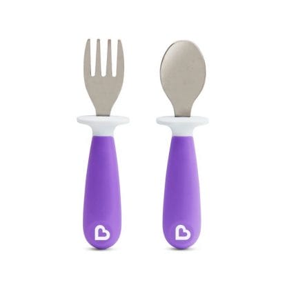 Munchkin Raise Toddler Fork & Spoon Set Εκπαιδευτικό Σετ Κουτάλι & Πιρούνι 2 Τεμάχια - μωβ