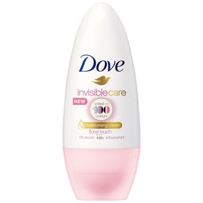 Dove Deo Roll On Invisible Care 48h Floral Touch Αποσμητικό 48ωρης Αντιιδρωτικής Προστασίας Χωρίς Λευκά Σημάδια στα Ρούχα 50ml
