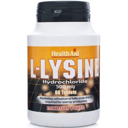 Health Aid L-Lysine 500mg Συμπλήρωμα Διατροφής Απαραίτητου Αμινοξέως για την Παραγωγή Δομικών Πρωτεϊνών του Σώματος 60 Tabs