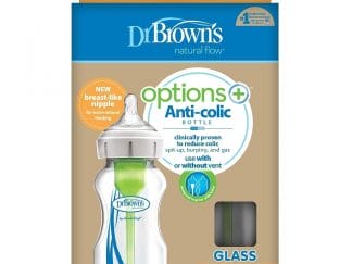 Dr. Brown's Natural Flow Options+ Γυάλινο Μπιμπερό Με Φαρδύ Λαιμό 270ml 2τμχ
