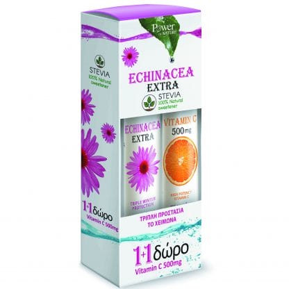 Power Health Echinacea Extra με Στέβια 24Effer.Tabs & Βιταμίνη C 500mg 20Effer.Tabs 1+1 Δώρο