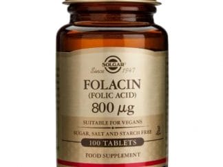 Solgar Folacin (Folic Acid) Συμπλήρωμα Διατροφής Χρήσιμο σε Περιπτώσεις Αναιμίας Λόγω Έλλειψης Φολικού Οξέως 100tablets - 800μg