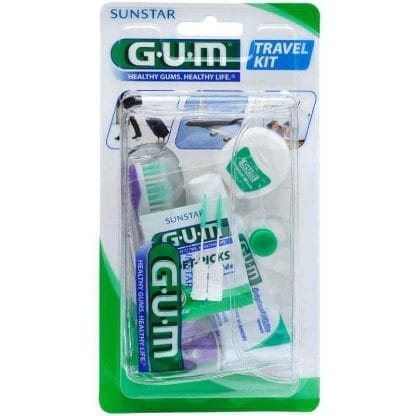 Gum Travel Kit Σετ Ταξιδιού με Οδοντόβουρτσα, Οδοντόκρεμα και Οδοντικό Νήμα (156) - γαλάζιο
