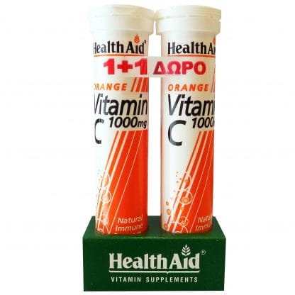 Health Aid Πακέτο Προσφοράς Vitamin C 1000mg Orange 1+1 Δώρο 2x20eff.tabs
