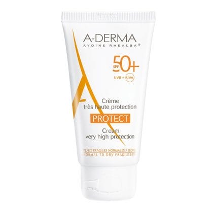 A-Derma Protect Spf50+ Αντηλιακή Κρέμα Προσώπου Πολύ Υψηλής Προστασίας για Κανονική - Ξηρή Επιδερμίδα 40ml