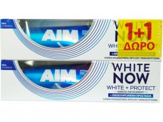 Aim Πακέτο Προσφοράς White Now White & Protect Οδοντόκρεμα για Άμεση Λεύκανση & Ολοκληρωμένη Προστασία 2x75ml 1+1 Δώρο