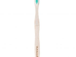 OLABamboo Kids Toothbrush Turquoise, White Παιδική Οδοντόβουρτσα Από 100% Μπαμπού Μαλακή Τυρκουάζ, Άσπρο 1 Τεμάχιο