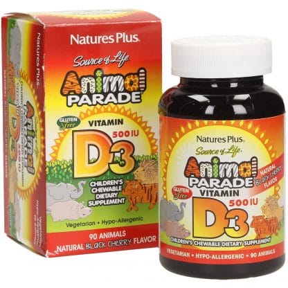 Nature's Plus Animal Parade Vitamin D3 500IU Συμπλήρωμα Διατροφής Βιταμίνης D 90 Μασώμενα Ζωάκια