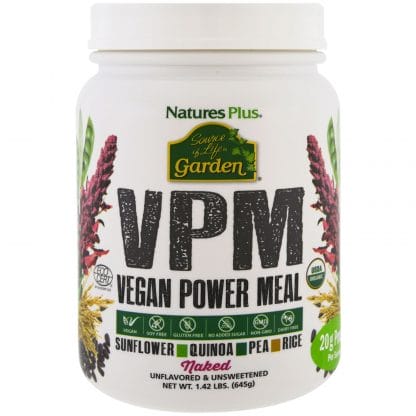 Nature's Plus Source of Life VPM Vegan Power Meal Πιστοποιημένη Βιολογική Vegan Πρωτεΐνη Από Ηλίανθος, Αρακά, Κινόα & Ρύζι 645gr