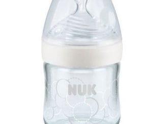 Nuk Nature Sense Γυάλινο Μπιμπερό με Θηλή Σιλικόνης Small 0-6 Μηνών 120ml - άσπρο