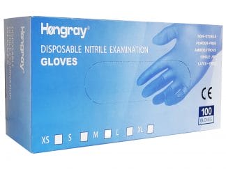 Hongray Disposable Nitrile Examination Gloves Medium Size Γάντια Νιτριλίου Μπλε Μεσαίου Μεγέθους, Μίας Χρήσης 100 Τεμάχια