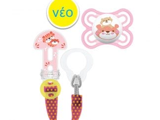 Mam Perfect & Clip it! 0+ Σετ Κορδέλα Στήριξης & Βρεφική Πιπίλα Σιλικόνης Perfect Ροζ Κωδ 317S Από τη Γέννηση 1 Τεμάχιο