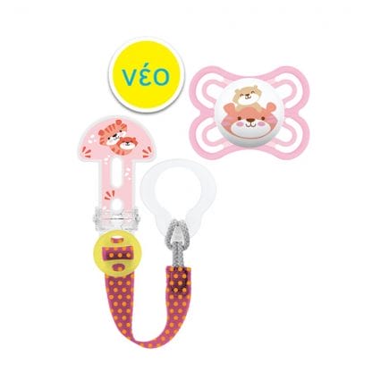 Mam Perfect & Clip it! 0+ Σετ Κορδέλα Στήριξης & Βρεφική Πιπίλα Σιλικόνης Perfect Ροζ Κωδ 317S Από τη Γέννηση 1 Τεμάχιο