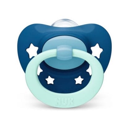 Nuk Signature Orthodontic Silicone Soother Ορθοδοντική Πιπίλα Σιλικόνης 18-36 Μηνών με Θήκη 1 Τεμάχιο - μπλέ