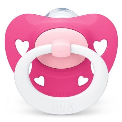 Nuk Signature Orthodontic Silicone Soother Ορθοδοντική Πιπίλα Σιλικόνης 18-36 Μηνών με Θήκη 1 Τεμάχιο - φούξια