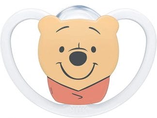 Nuk Space Disney Baby Winnie the Pooh Πιπίλα Σιλικόνης με Βελτιωμένο Πρωτοποριακό Σχήμα 1 Τεμάχιο - 6-18 Μηνών Άσπρη