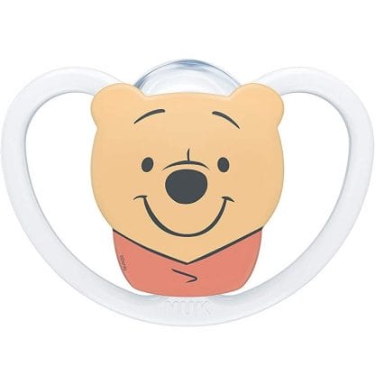Nuk Space Disney Baby Winnie the Pooh Πιπίλα Σιλικόνης με Βελτιωμένο Πρωτοποριακό Σχήμα 1 Τεμάχιο - 6-18 Μηνών Άσπρη