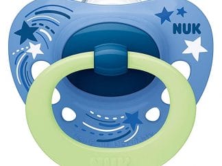 Nuk Signature Night Orthodontic Silicone Soother Ορθοδοντική Πιπίλα Σιλικόνης 6-18 Μηνών με Θήκη 1 Τεμάχιο - γαλάζιο