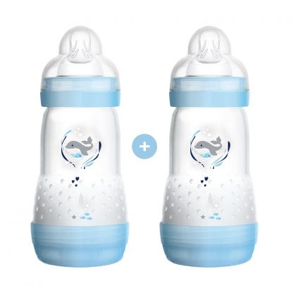Mam Promo Pack Easy Start™ Anti-Colic Nature Safari 2+ Μηνών Κωδ 355S Μπιμπερό Πολυπροπυλενίου με Θηλή Σιλικόνης 2x260ml - Μπλε 2