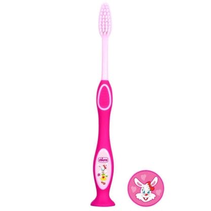 Chicco Milk Teeth Toothbrush 3-6 Years Παιδική Οδοντόβουρτσα Ιδανική για τα Πρώτα Νεογιλά Δόντια 1 Τεμάχιο - ροζ