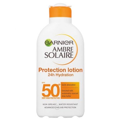 Garnier Ambre Solaire Protection Lotion 24h Hydration Spf50+ Πολύ Υψηλή Αντηλιακή Προστασία για Ενυδάτωση που Διαρκεί 200ml