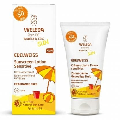 Weleda Sun Edelweiss Sunscreen Lotion Spf50 Βρεφικό Παιδικό Αντηλιακό Γαλάκτωμα Προσώπου Σώματος Υψηλής Προστασίας 50ml